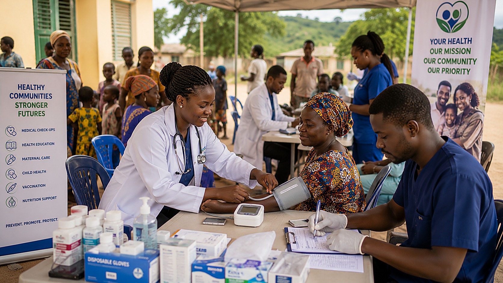 Medical outreach team during a Community Health and Wellness screening
