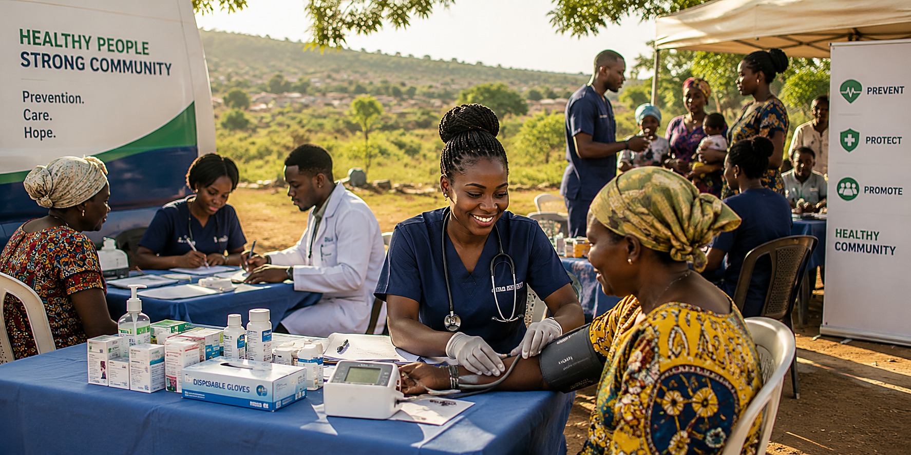 Medical outreach team during a Community Health and Wellness screening